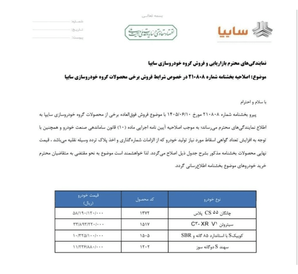 شوک جدید سایپا به بازار خودرو شوک جدید سایپا به بازار خودرو